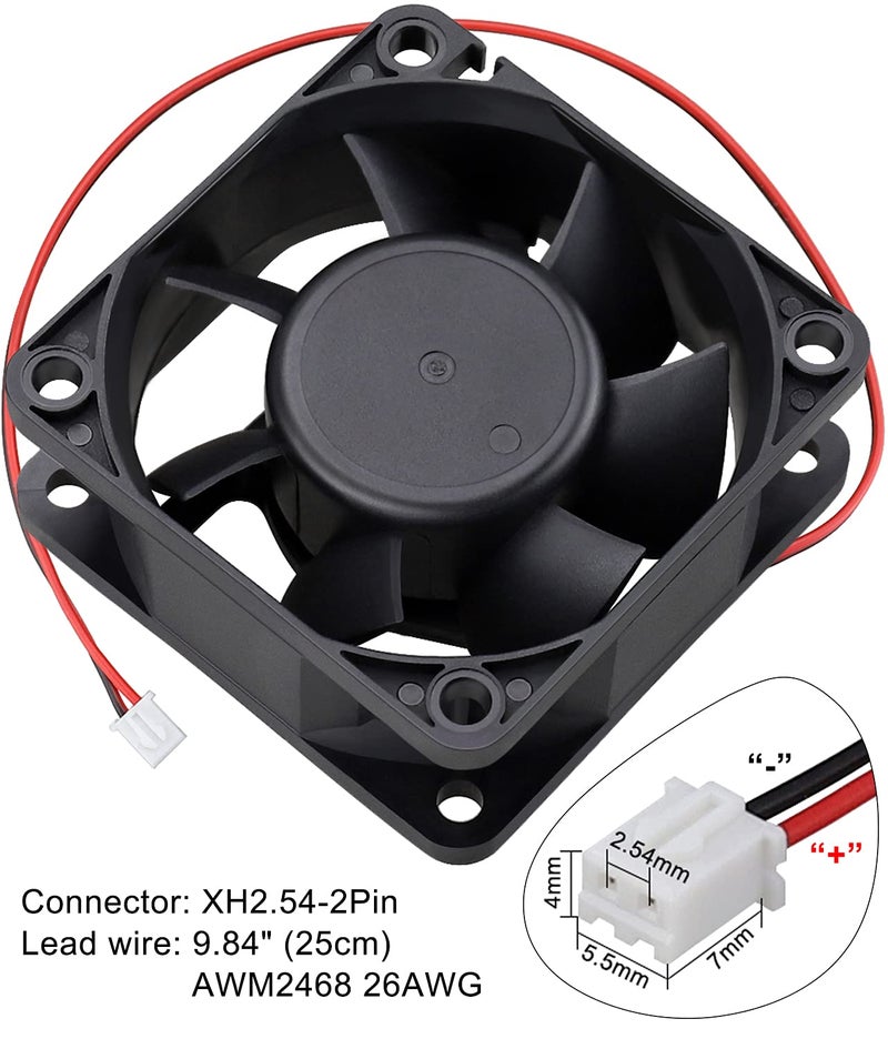 GDSTIME 60mm x 60mm x 25mm 6cm 2 Wire Dc 24v Brushless Cooling Fan - Image 5